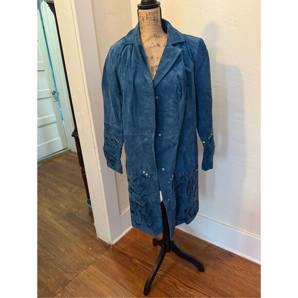 Beautiful Teal Suede Coat - Picture 8 of 8